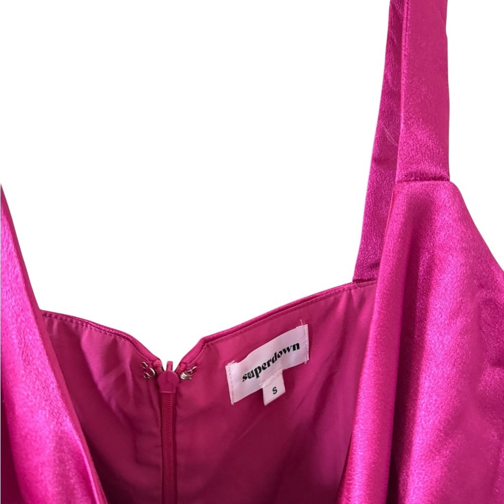 REVOLVE Hot Pink Satin Mini Dress with Front Tie - Picture 5 of 8